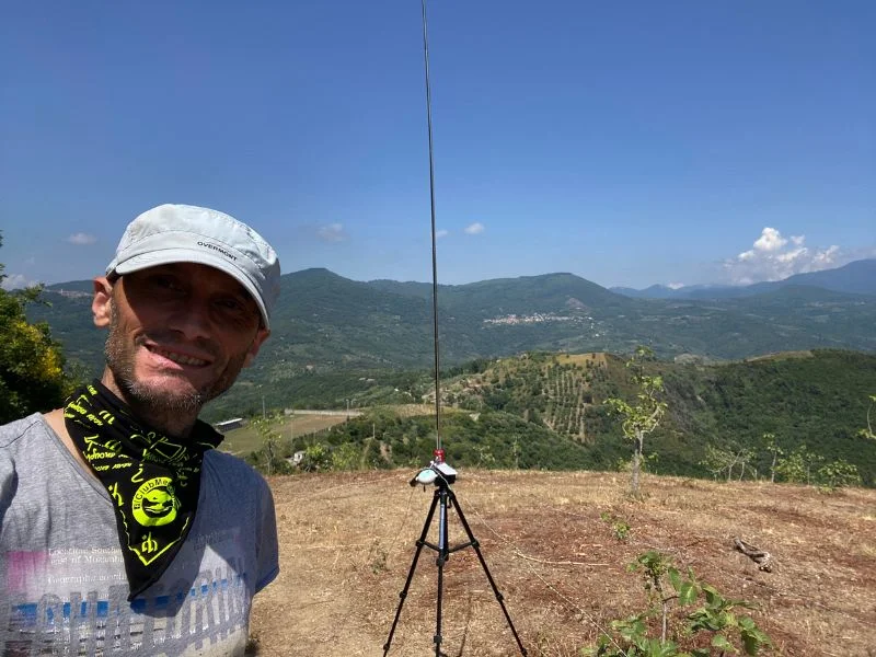 Emilio IU8QTM on a portable activation in the Cilento mountains
